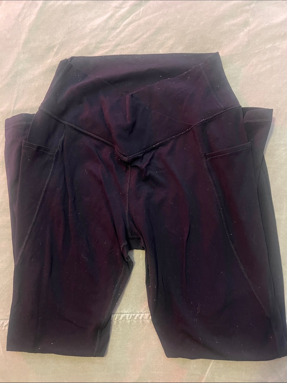 CRZ YOGA Black Crossover Waist Leggings with Side Pockets